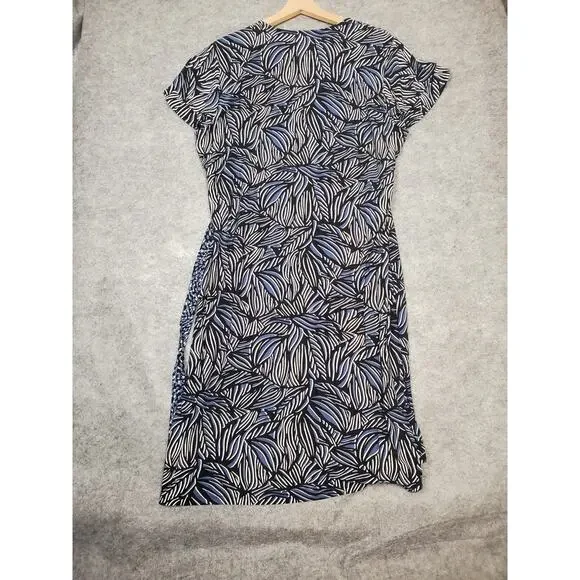 NWT Anne Klein Women's XL Blue Black & White Abstract Print Wrap Dress - Picture 2 of 8